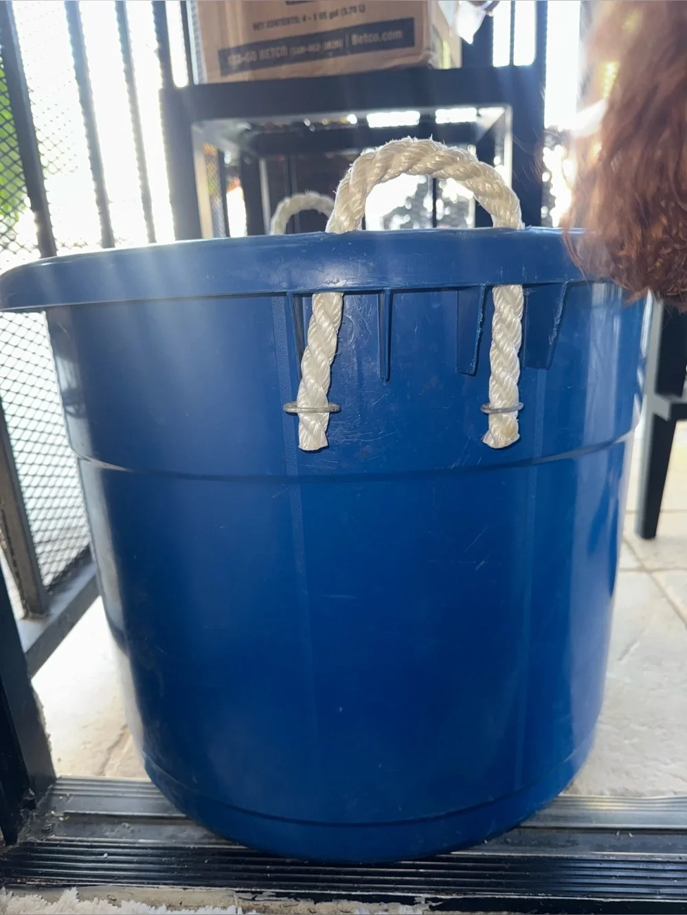 17 Gallon Indoor Outdoor Storage Bucket with Rope Handles (Blue/HOMZ)